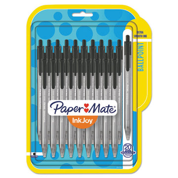 Paper Mate® Inkjoy 100 Rt Ballpoint Pen, Retractable, Medium 1 Mm, Black Ink, Black Barrel, 20-pack freeshipping - TVN Wholesale